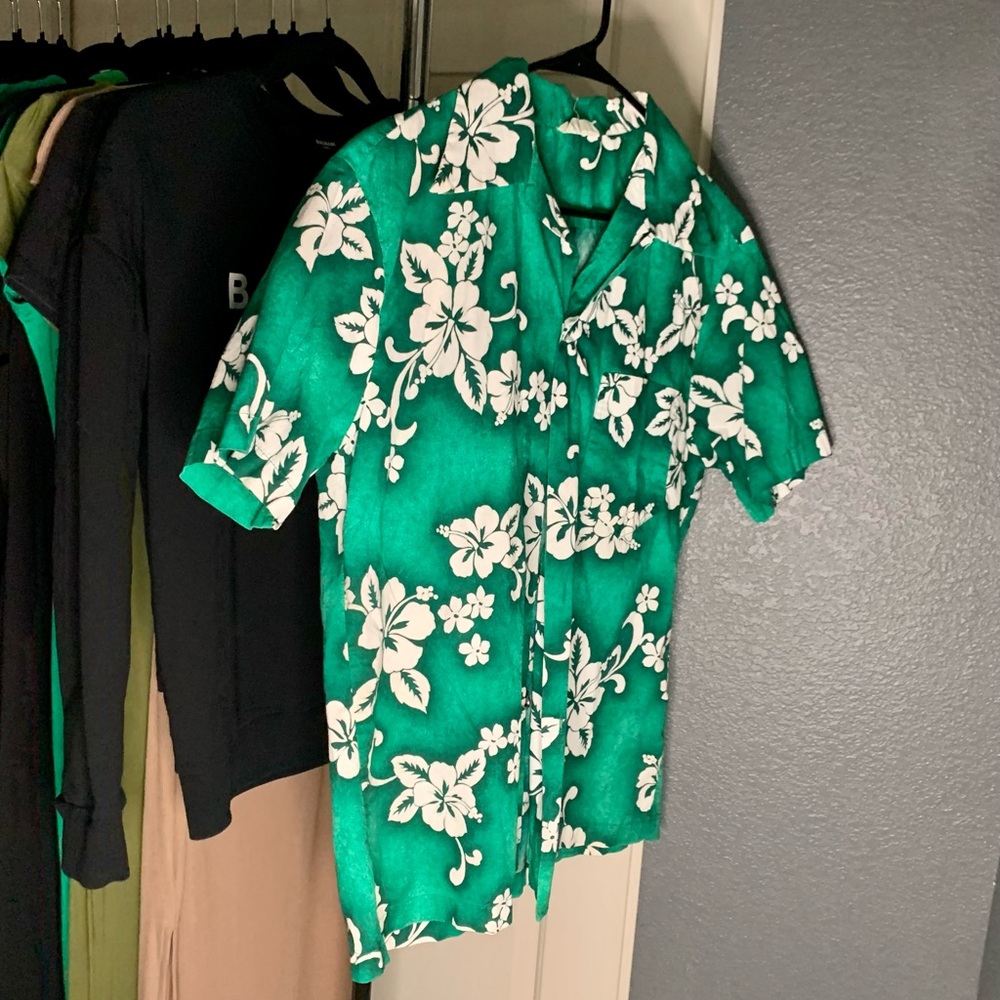 MADE IN HAWAII Authentic Vintage Men’s Green Button-Up Short-Sleeve LARGE